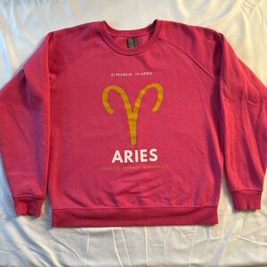 Anthropologie‎ Aries Zodiac Pink Pullover Astrology Birth Sign Sweatshirt Size M